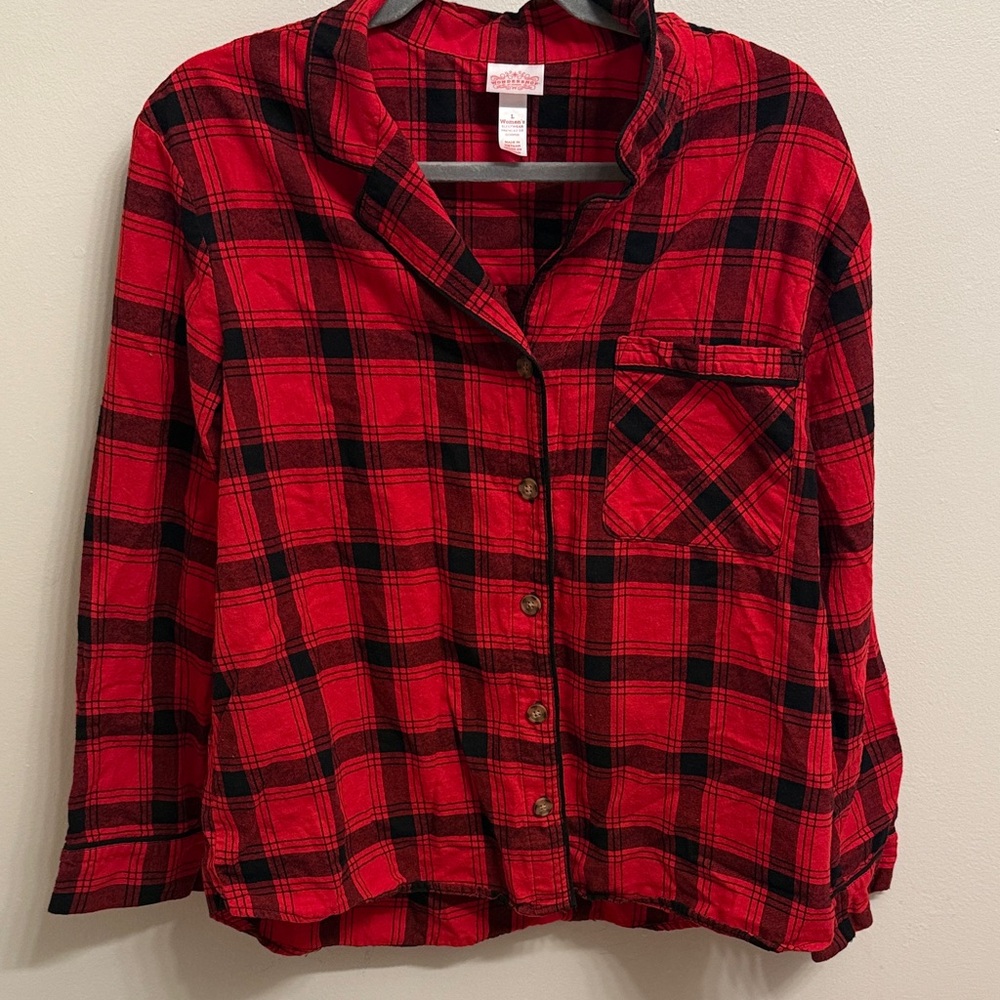 Red and Black Plaid Pajama Top